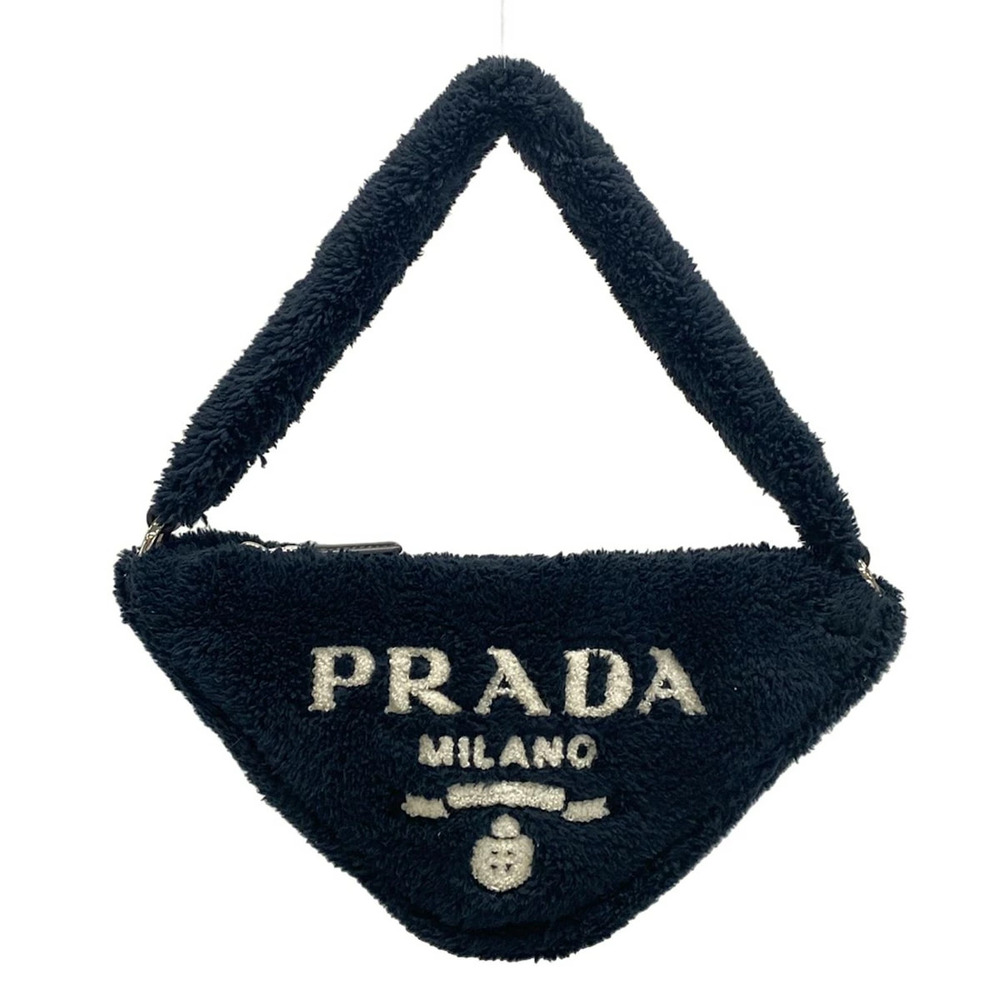 PRADA Terry Handbag Black White